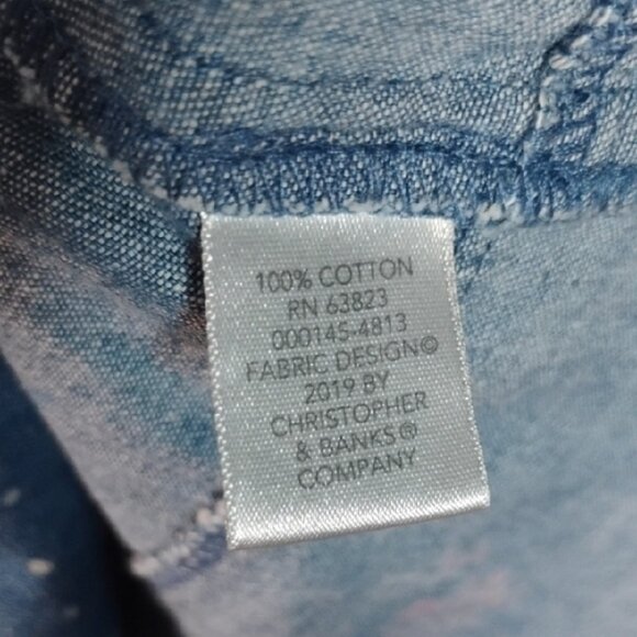 Vintage Christopher & Banks Denim Floral Jumper Dress w/ Pockets Women's Size S - Picture 6 of 10